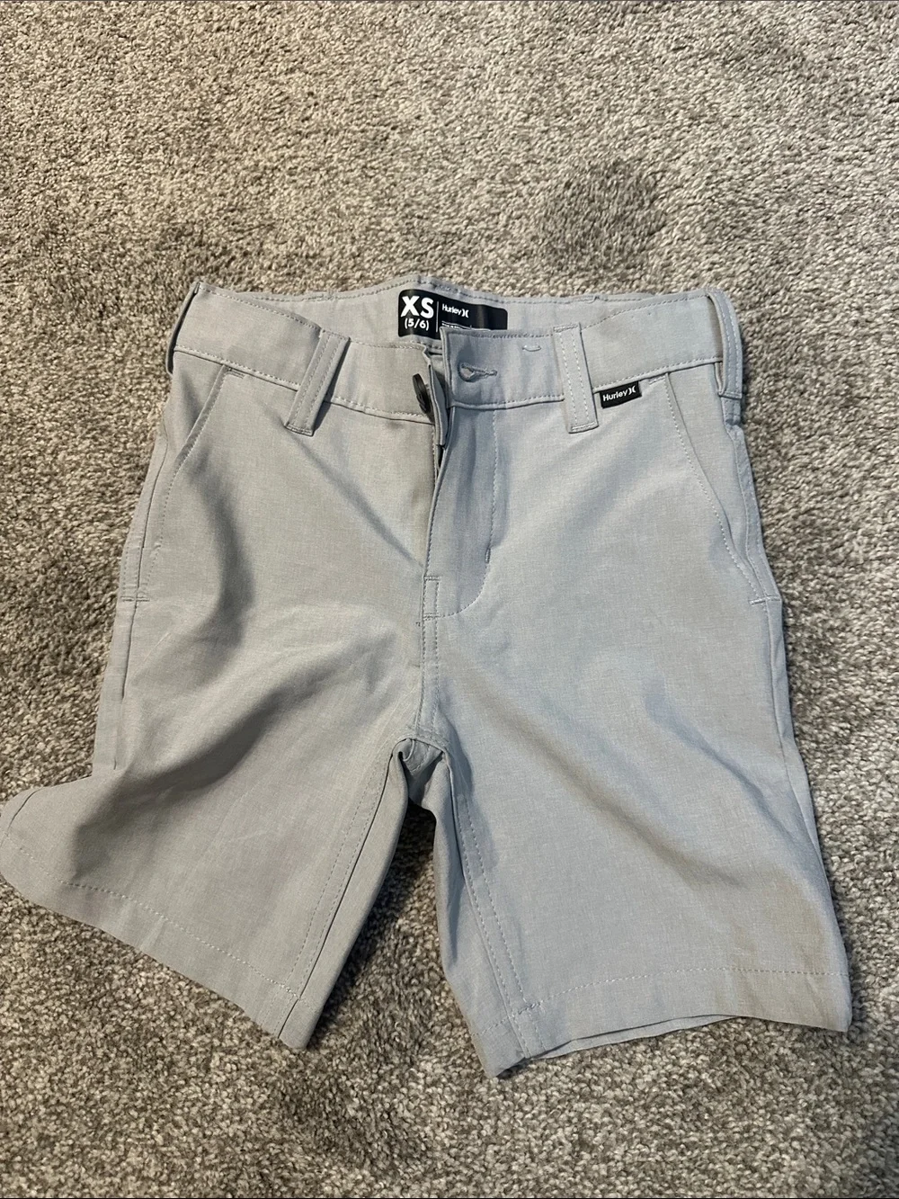 Hurley Boy’s Light Gray Flat-Front Performance Shorts